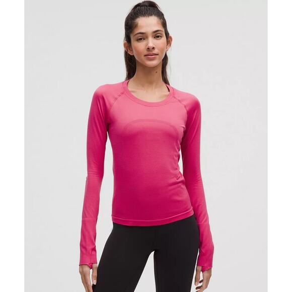 Lululemon Swiftly Tech Long-Sleeve Shirt 2.0 Waist Length Raspberry Activewear - Picture 1 of 6